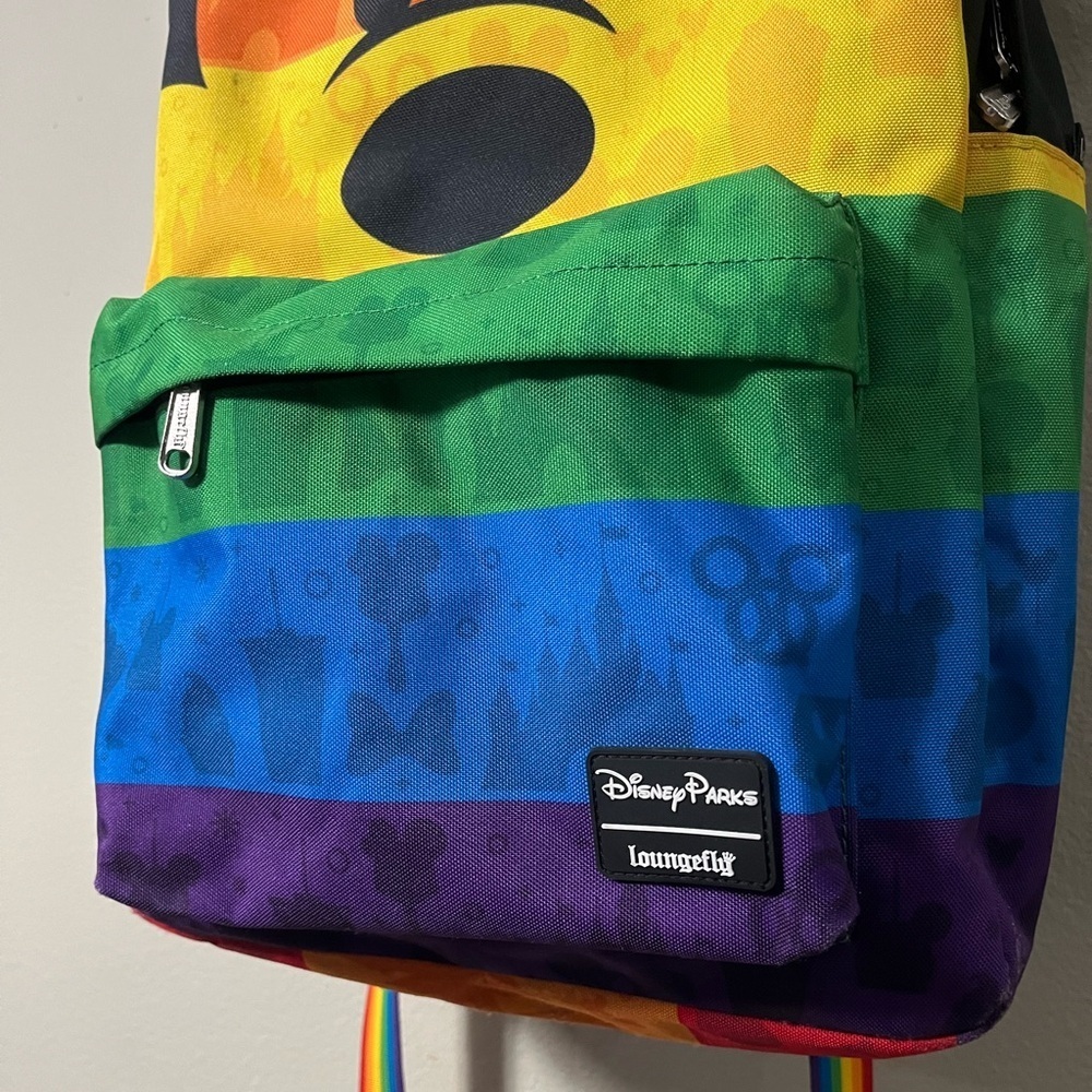 Disney Parks Loungefly Mickey Mouse W/ Ears Rainbow Pride Backpack - Picture 2 of 12